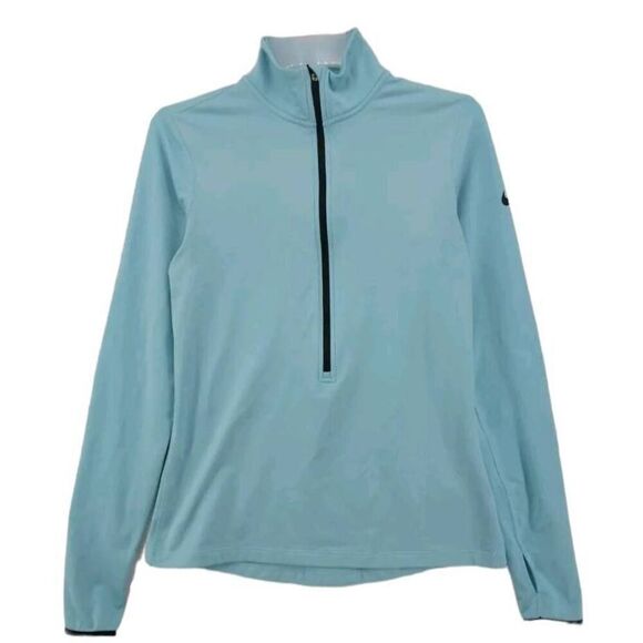 NIKE Pro DRI Fit Athletic Blue Teal Active Sweatshirt  1/2 Zip Pullover Size XL - Picture 1 of 3